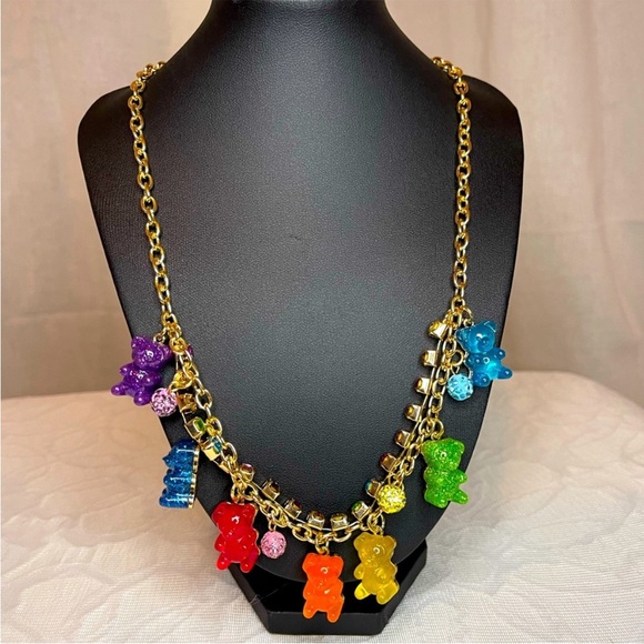 Betsey Johnson Rainbow Gummy Bear Fireball Necklace NWT - Picture 7 of 8